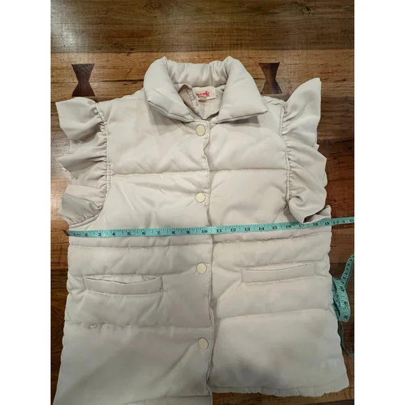 Mazik Cream Ruffle Puffer Vest Boho Fall Layering Medium - Picture 12 of 13